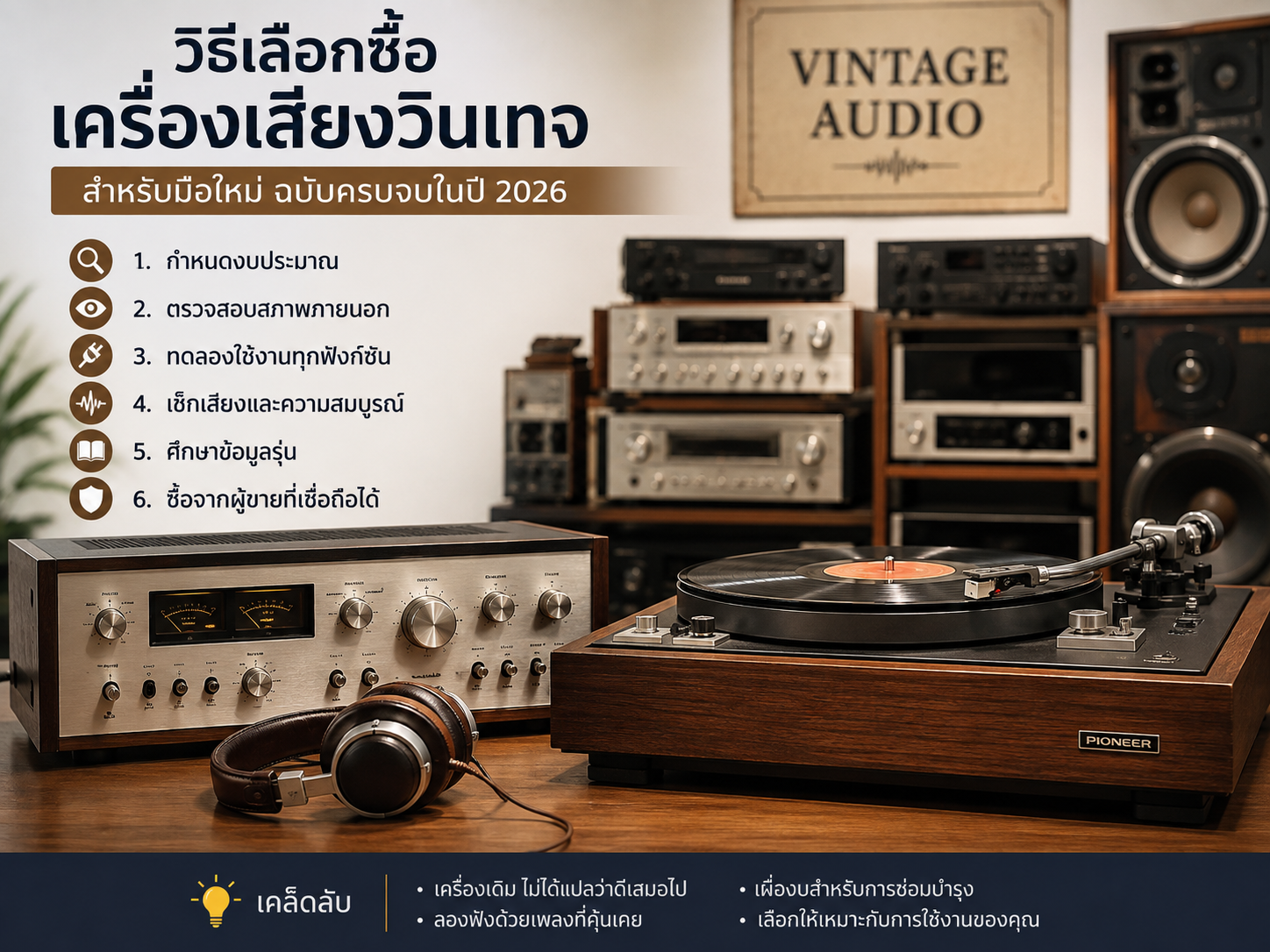 วิธีเลือกซื้อเครื่องเสียงวินเทจสำหรับมือใหม่ ฉบับครบจบในปี 2026